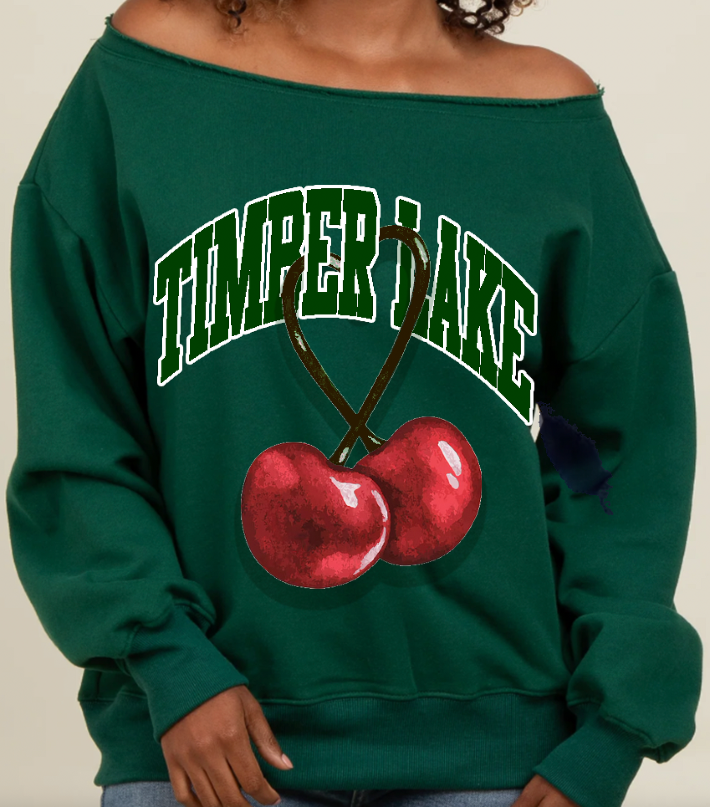 Future Cherries Off Shoulder Crewneck Sweatshirt